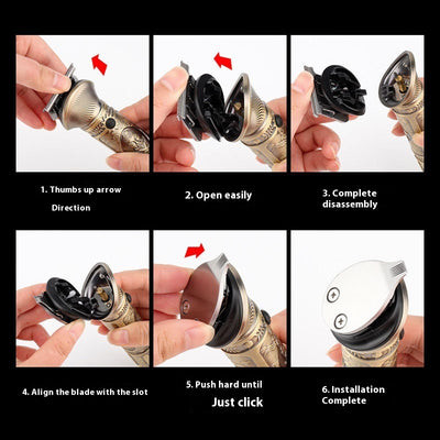 Multifunctional Electric Clipper Hair Clipper Retro Carved Oil Head Electric Clipper