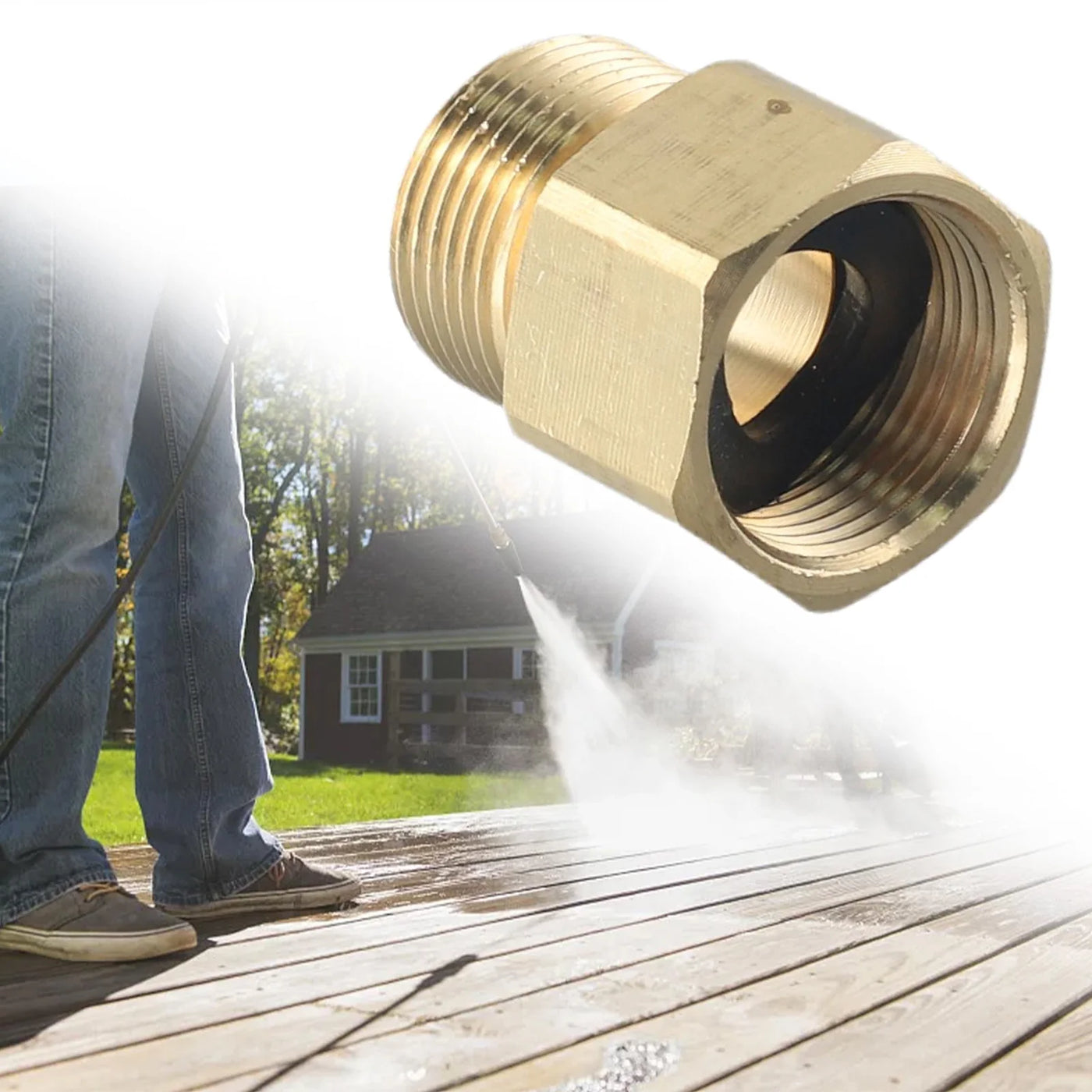 High Pressure Washer Gun Copper Brass M22 15mm Male Thread To M22 14mm Female Hose To Hose Connection Metric Pipe To Gun Adapter