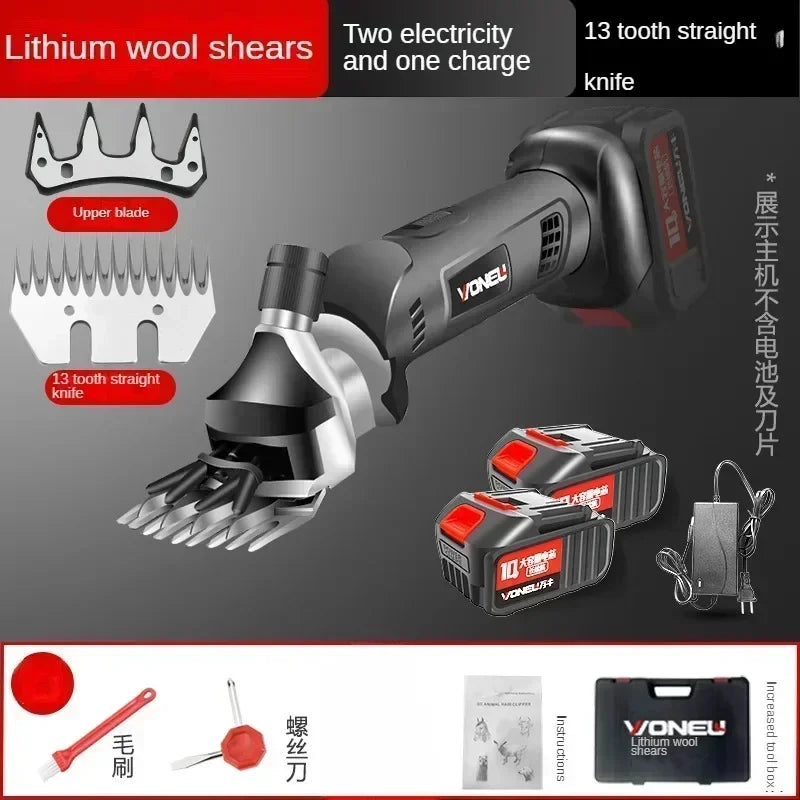 Wireless Electric Sheep Shears Lithium Battery Clipper with Charger for Shearing Sheep, Goats and Other Farm Animals