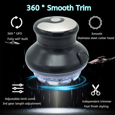 Wireless circular hair clipper with LED display, 2025 new circular fast hair clipper, 3-12mm length adjustable self-hair kit