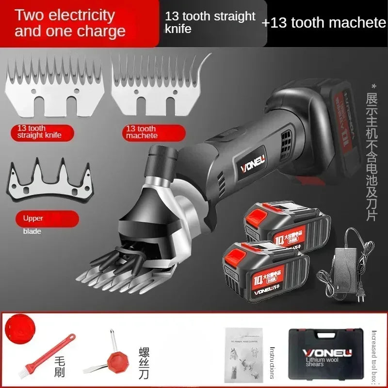 Wireless Electric Sheep Shears Lithium Battery Clipper with Charger for Shearing Sheep, Goats and Other Farm Animals