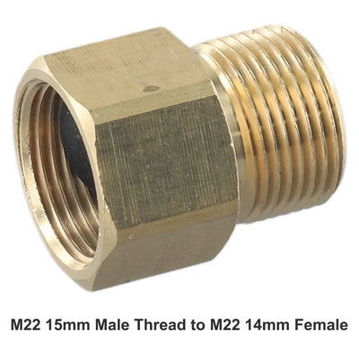 High Pressure Washer Gun Copper Brass M22 15mm Male Thread To M22 14mm Female Hose To Hose Connection Metric Pipe To Gun Adapter