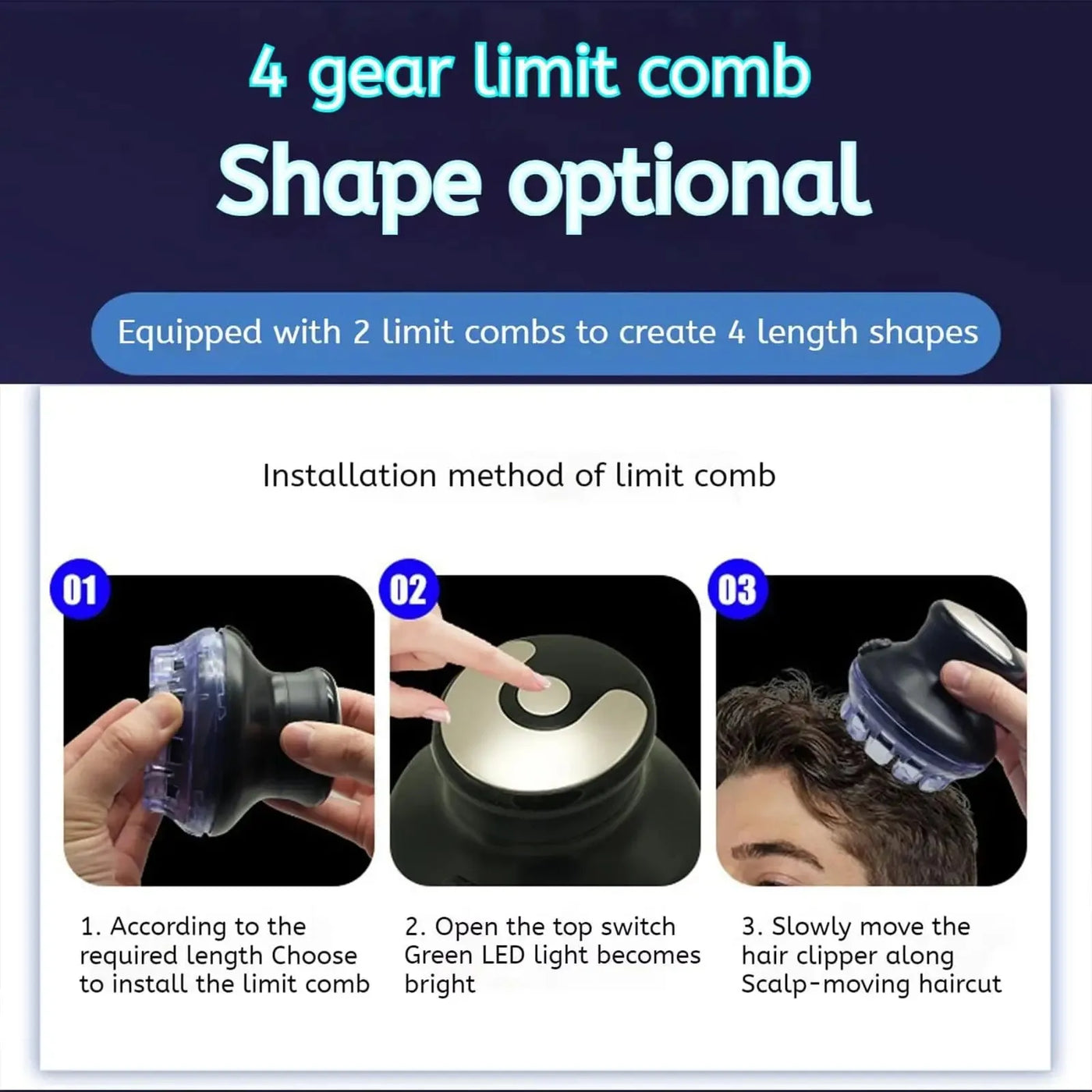 Wireless circular hair clipper with LED display, 2025 new circular fast hair clipper, 3-12mm length adjustable self-hair kit