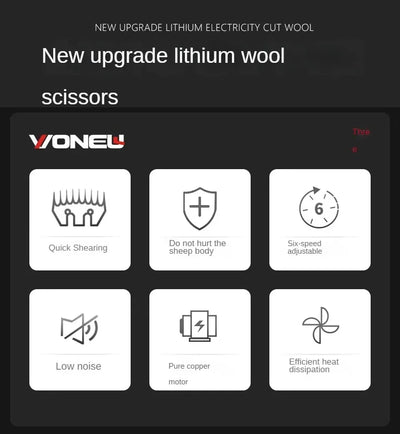 Wireless Electric Sheep Shears Lithium Battery Clipper with Charger for Shearing Sheep, Goats and Other Farm Animals