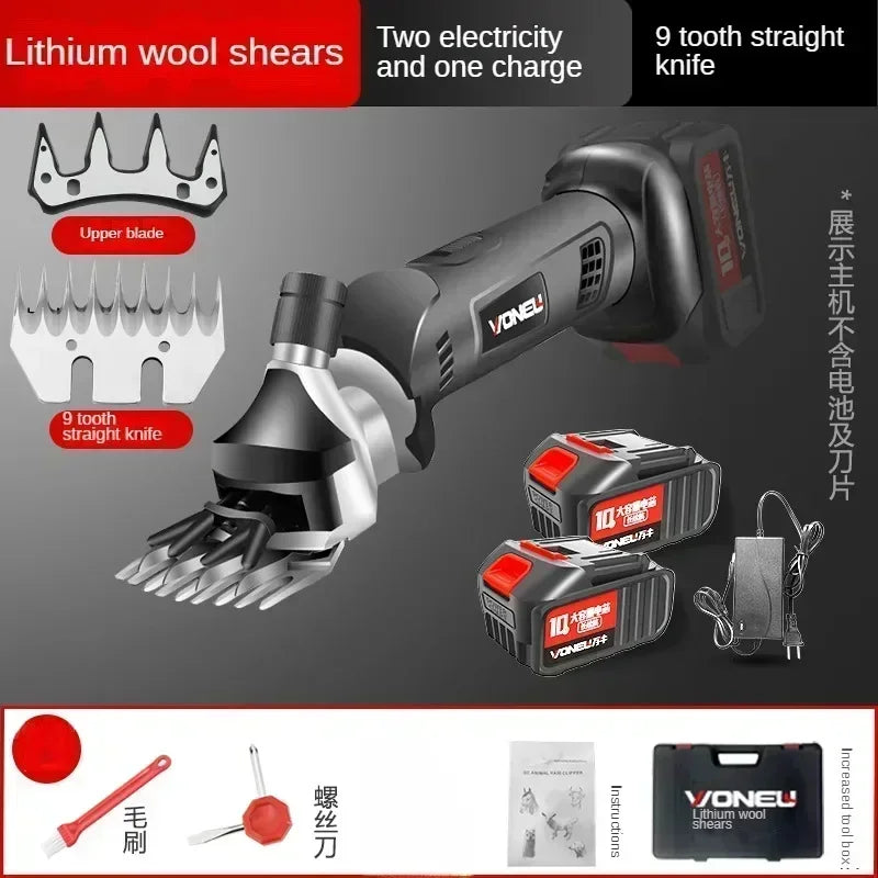 Wireless Electric Sheep Shears Lithium Battery Clipper with Charger for Shearing Sheep, Goats and Other Farm Animals